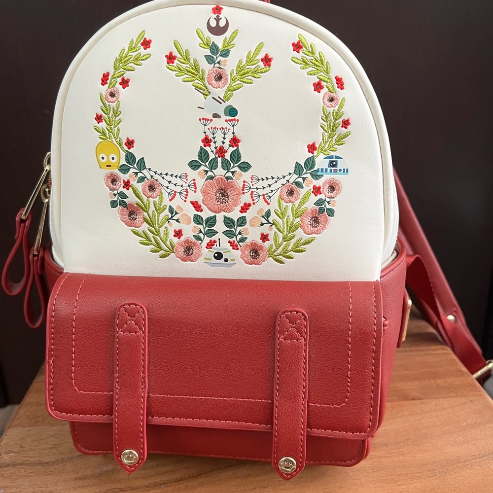 Loungefly Star Wars Floral Embroidered Red and White Backpack